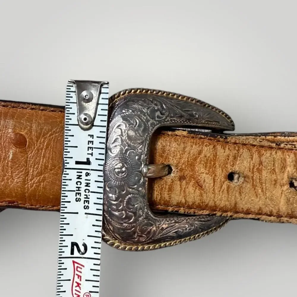 VTG TONY LAMA buckle belt brown leather western cowboy Size 36
